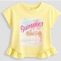 The Very Collection Girls Frill Waist T-Shirt - Yellow