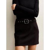 New Look Black Belted Waist Mini Skirt