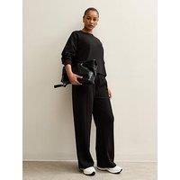 New Look Elasticated Waist Premium Wide Leg Joggers - Black