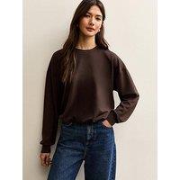 New Look Dark Brown Bubble Hem Sweatshirt