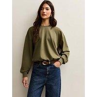 New Look Dark Khaki Bubble Hem Sweatshirt