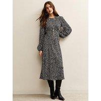 New Look Polka Dot Print Midi Dress - Black