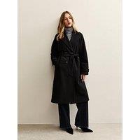 New Look Black Brushed Double Breasted Trench Coat