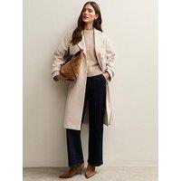 New Look Brushed Double Breasted Trench Coat - Off White