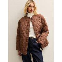 New Look Mid Longline Quilted Jacket - Brown
