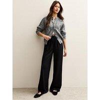 New Look Black Textured Wide Leg Trousers