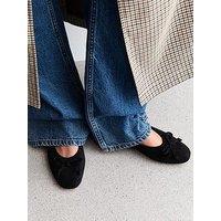 New Look Faux Suede Bow Ballerina Pumps - Black