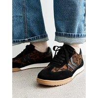 New Look Leopard Print Panelled Faux Leather Trainers - Print