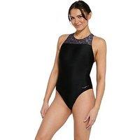 Zoggs Womens Swim Zipback Swimsuit - Grey