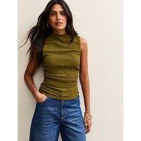 New Look Textured Jersey Ruched Tank Top - Green
