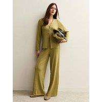 New Look Soft Touch Front Seam Wide Leg Trousers - Khaki