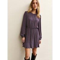 New Look Spotty Flared Hem Mini Dress - Purple