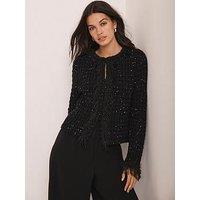 Mint Velvet Sequin Trim Jacket - Black
