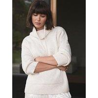 Mint Velvet Snood Knit Hoodie - Cream