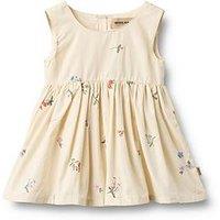 Wheat Baby Girls Sibling Floral Embroidered Dress - Cream