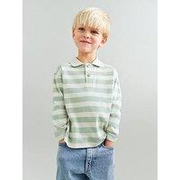 Wheat Boys Fred Stripe Long Sleeve Polo - Green