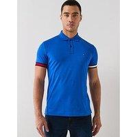 Tommy Hilfiger Liquid Cotton Flag Cuff Slim Fit Polo Shirt - Blue