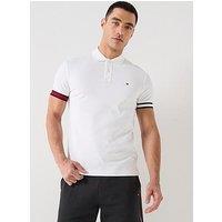 Tommy Hilfiger Liquid Cotton Flag Cuff Slim Fit Polo Shirt - White
