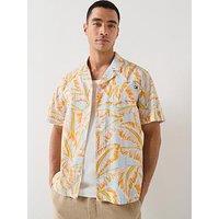 Tommy Hilfiger Essential Floral All Over Print Woven Bowling Shirt - Orange