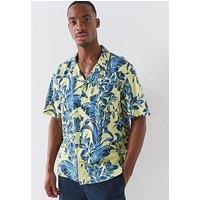 Tommy Hilfiger Essential Floral All Over Print Woven Bowling Shirt - Yellow