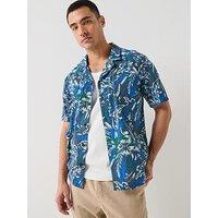 Tommy Hilfiger Floral Print Woven Bowling Shirt Print - Navy