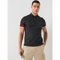 Tommy Hilfiger Liquid Cotton Flag Cuff Slim Fit Polo Shirt - Black