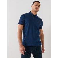 Tommy Hilfiger Interlock Zip Neck Regular Fit Polo Shirt - Navy