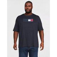 Tommy Hilfiger Big & Tall Text Box Logo T-Shirt - Navy