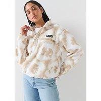 Columbia Womens Helvetia Ii Printed Cropped Half Snap Fleece - Beige