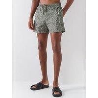 Tommy Hilfiger Printed Linear Side Logo Medium Swim Shorts - Green