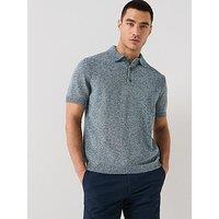 Tommy Hilfiger New York Collection Open Collar Mouline Short Sleeve Polo Shirt - Blue