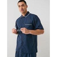Tommy Hilfiger New York Collection Summer Wool Resort Short Sleeve Shirt - Navy