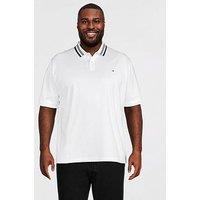 Tommy Hilfiger Big & Tall Mercerised Jacquard Collar Polo Shirt - White