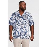 Tommy Hilfiger Big & Tall Linen Floral Printed Short Sleeve Shirt - White