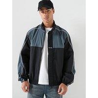 Calvin Klein Sport Go Out Commuter Colorblock Nylon Full Zip Track Top - Black