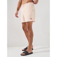 Calvin Klein Graphic Mono Logo Striped Medium Swim Shorts - Orange