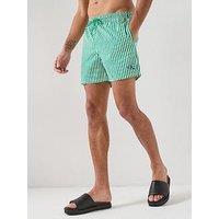 Calvin Klein Graphic Mono Logo Striped Medium Swim Shorts - Bright Green