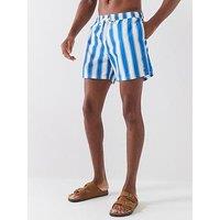 Tommy Hilfiger Essential Striped Medium Swim Shorts - Blue