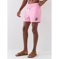 Tommy Hilfiger Mono Script Ithaca Medium Swim Shorts - Pink