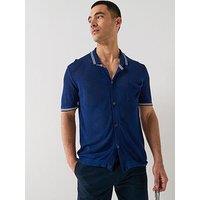 Tommy Hilfiger Frame Open Knitted Short Sleeve Shirt - Navy