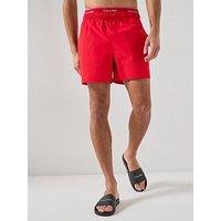 Calvin Klein Essential Double Waistband Medium Swim Shorts - Red