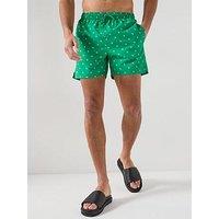 Calvin Klein Essenital All Over Logo Medium Swim Shorts - Green