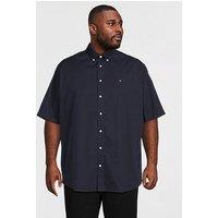 Tommy Hilfiger Big & Tall Flex Poplin Regular Fit Short Sleeve Shirt - Navy