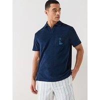 Tommy Hilfiger Towelling Back Graphic Polo Shirt - Navy
