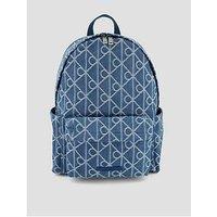 Calvin Klein Emblem Allover Print Denim Round Backpack - Blue