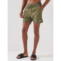 Calvin Klein Intense Power Double Waistband Medium Swim Shorts - Green