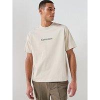 Calvin Klein Relaxed Fit Central Logo T-Shirt - Light Beige
