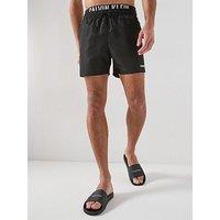 Calvin Klein Intense Power Double Waistband Medium Swim Shorts - Black