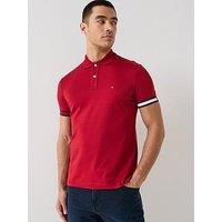 Tommy Hilfiger Liquid Cotton Flag Cuff Slim Fit Polo Shirt - Red
