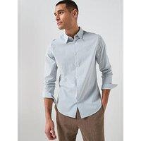 Calvin Klein Thin Stripe Stretch Slim Shirt - Light Blue